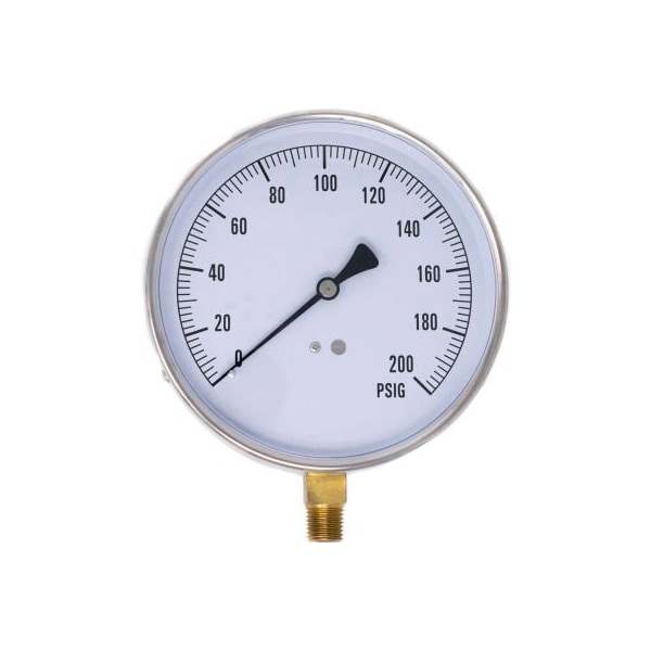 Engineered Specialty Products, Inc PIC Gauges 4.5" Contractor Pressure Gauge, 1/4" NPT, 0/200 PSI, Stainless, CONTRACTOR-4LE CONTRACTOR-4LG - main